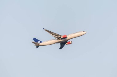Boston ABD 06.09.2017 Sas İskandinav Hava Yolları'nın Airbus A321 kalkış logan Uluslararası Havaalanı'ndan