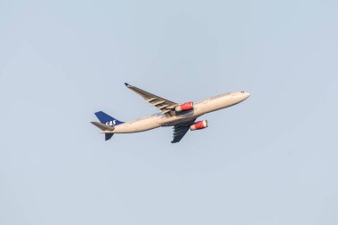Boston USA 06.09.2017 SAS Scandinavian Airlines Airbus A321 takeoff from logan international Airport clipart