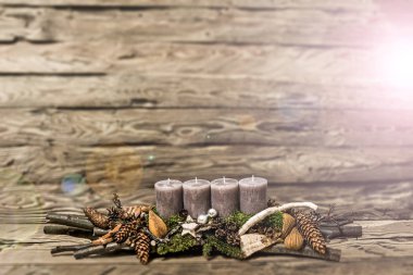 Gri mum bulanık ba yanan merry Christmas dekorasyon advent