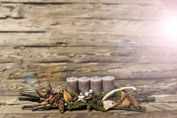 Gri mum bulanık ba yanan merry Christmas dekorasyon advent