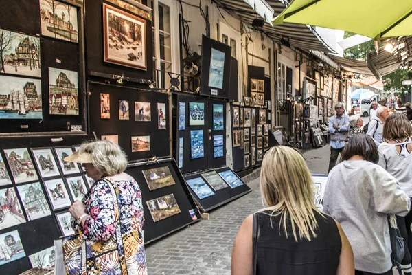 Quebec Kanada 13.09.2017 Street Sanat Sergisi sanatçı turistler eski Quebec City için boya ile