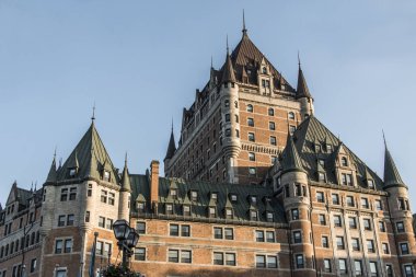 Kanada Quebec City günbatımı Chateau Frontenac en ünlü turistik UNESCO Dünya Miras Listesi