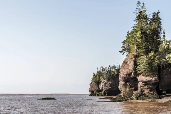 En büyük deprem dalgası Fundy Körfezi New Brunswick Kanada ünlü Hopewell kayalar geologigal oluşumları, düşük gelgit — Stok fotoğraf