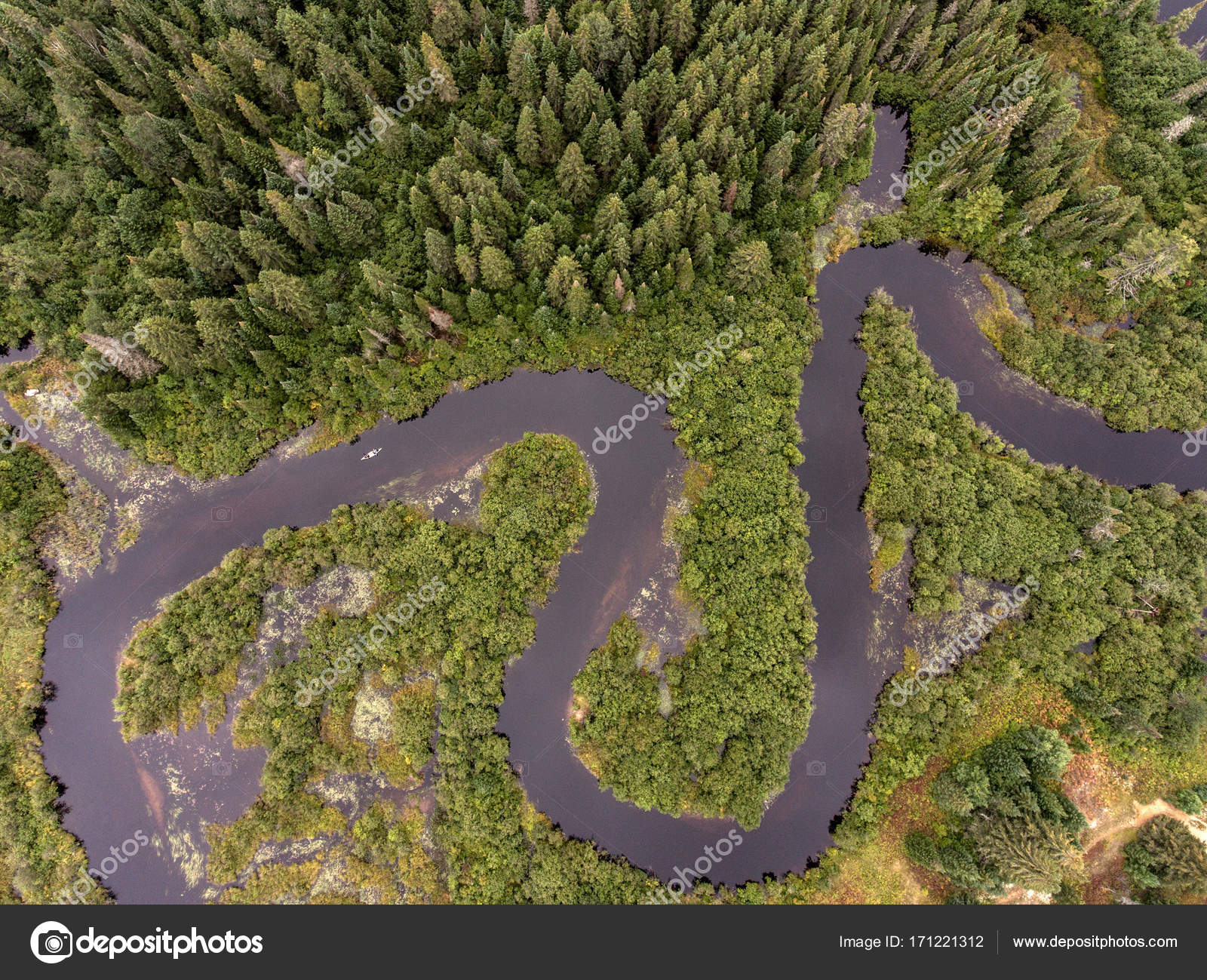 Wild Forest Canada aearial view kayak kayaking canoe canoeing boat