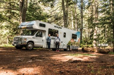 Kanada Algonquin Milli Parkı 30.09.2017 çift Rv Park camper Gölü iki nehir kamp Amerika Cruise önünde