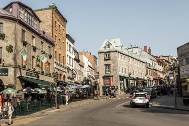 Quebec City Kanada 13.09.2017 insan ve yaşam Saint Johns Street bölüm eski Quebec Unesco Dünya Mirası treasure