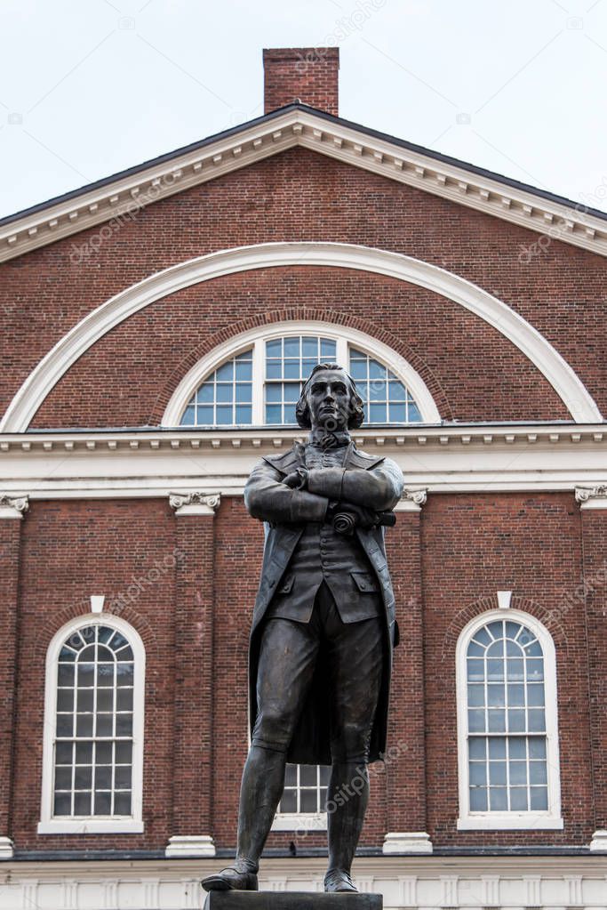 Samuel Adams monument statue near Faneuil Hall in Boston Massachusetts USA