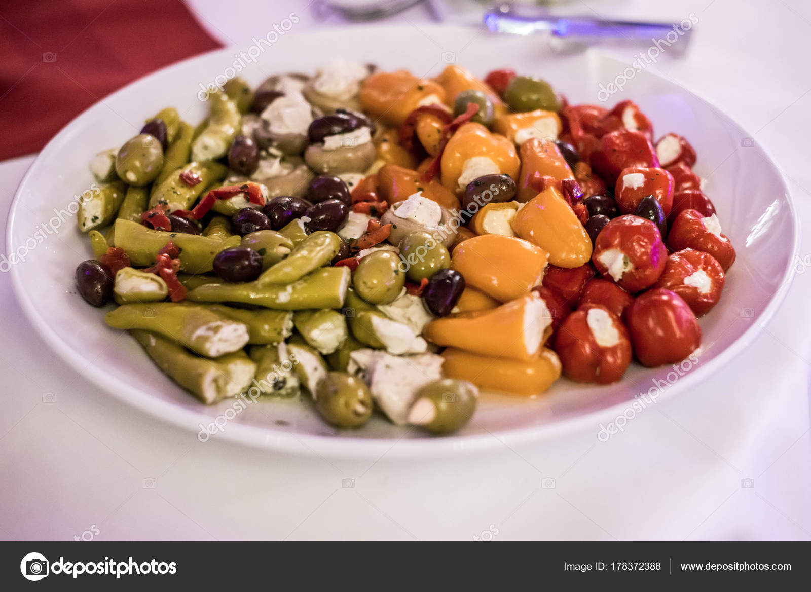 Antipasti Appetizer sweet cherry mini peppers stuffed with soft cheese ...