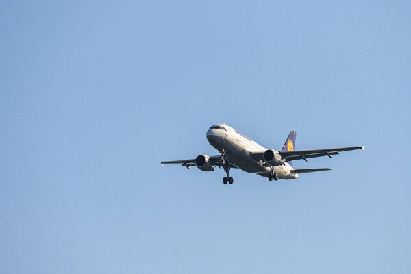 FRANKFURT, GERMANY 11.08.2019 Lufthansa AIRLINES D-AILC Airbus A319-114 start departure at fraport airport
