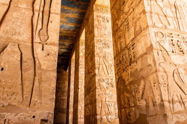 Temple Medinet Habu Egypt Luxor of Ramesses III is an important New Kingdom period structure in the West Bank of Luxor clipart