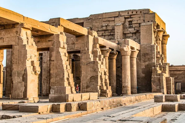 Ruins and Hieroglyphs in the famous Temple of Kom Ombo in Egypt on nile river bank — Stok fotoğraf
