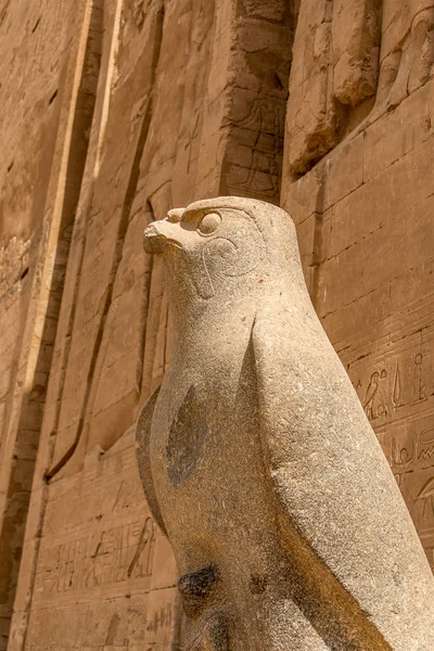 Ruinas de arquitectura egipcia antigua. jeroglíficos y columnas del Templo de Horus en Edfu, en Egipto — Foto de Stock