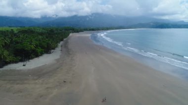 Hava manzaralı Punta Uvita Ulusal Parkı Güzel sahil tropikal ormanı Kosta Rika şekilli balina kuyruğu
