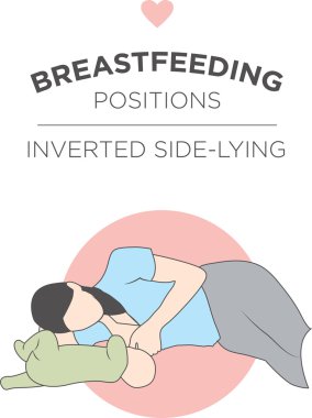 Inverted Side Lying - Breastfeeding Position vector Inverted Side Lying - Breastfeeding Position vector