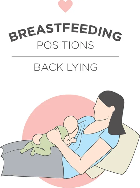 Terug liggende - borstvoeding positie — Stockvector