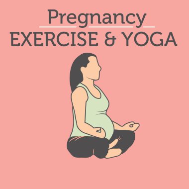 Sağlıklı hamile kadın egzersiz, germe ve Yoga simgeler 