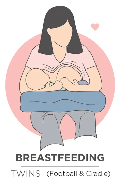 Матері грудне вигодовування її близнюки — стоковий вектор