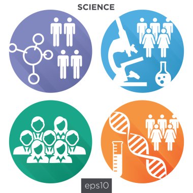 Medical Healthcare Icons with People Charting Disease or Scientific Discovery clipart