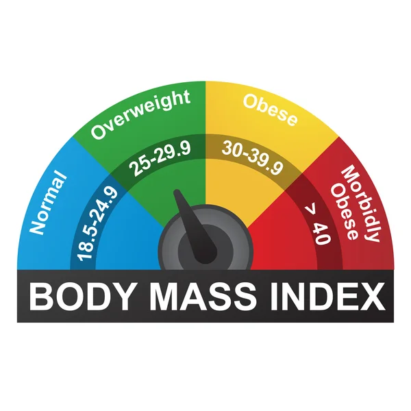 Indice di massa corporea o IMC Grafico infografico — Vettoriale Stock