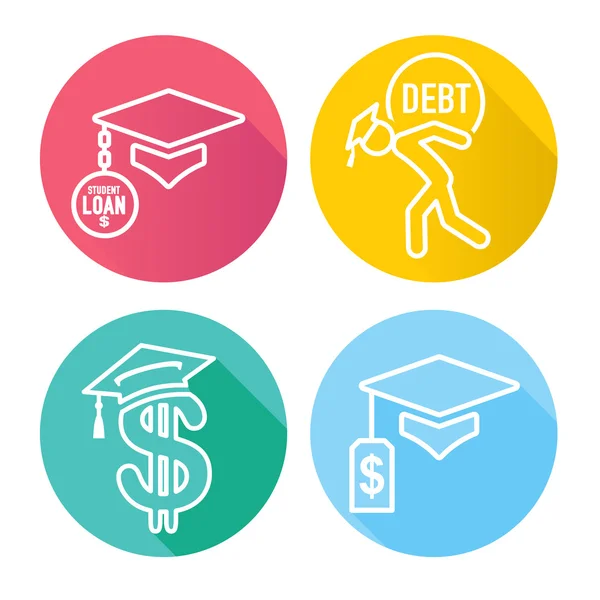 Icone di prestito per studenti laureati — Vettoriale Stock