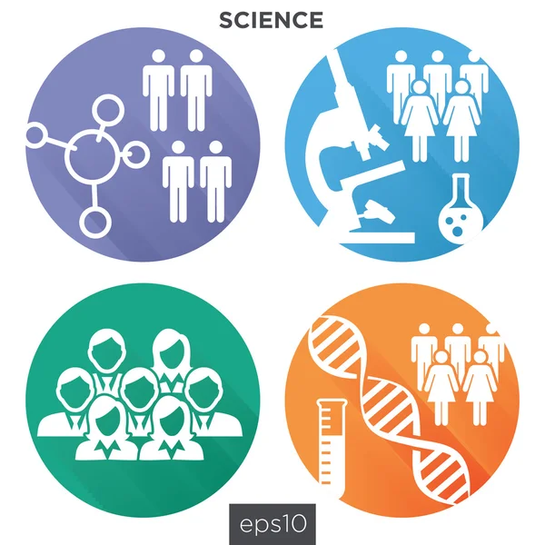 İnsanlar hastalık ya da bilimsel bir keşif grafik ile tıbbi sağlık simgeler — Stok Vektör