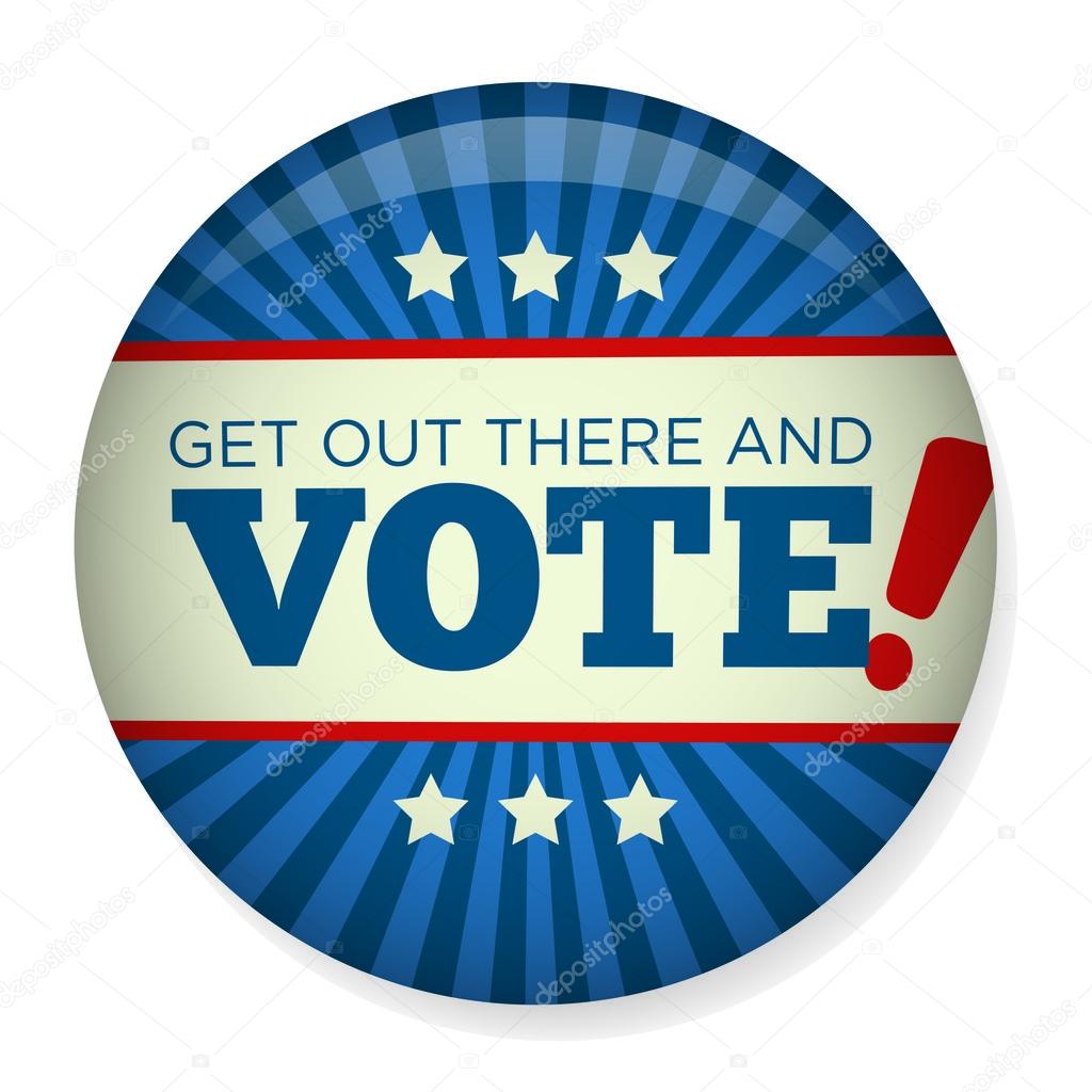 Retro or Vintage Style Vote or Election Pin Button or Badge. 