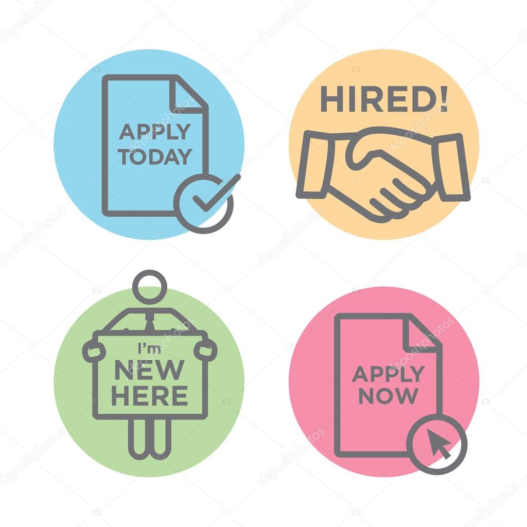 Apply and Hired Outline Icons with Person