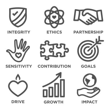 Social Responsibility Outline Icon Set clipart