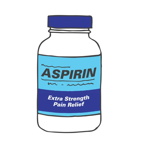 Garrafa de aspirina para dor ou dor de cabeça . — Vetor de Stock