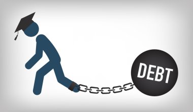 Mezun öğrenci kredi simgeler - öğrenci kredi grafik eğitim mali yardım veya yardım, hükümet borç ve borç