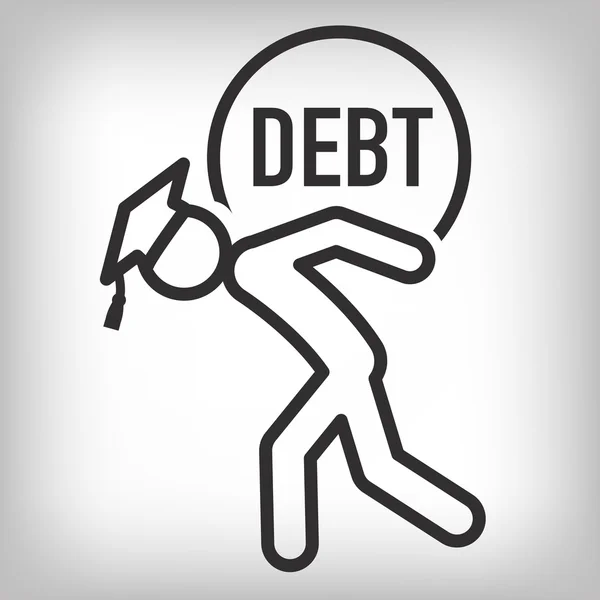 Ícones de empréstimo estudantil de graduação Gráficos de empréstimo estudantil para educação Ajuda financeira ou assistência, empréstimos governamentais e dívida — Vetor de Stock