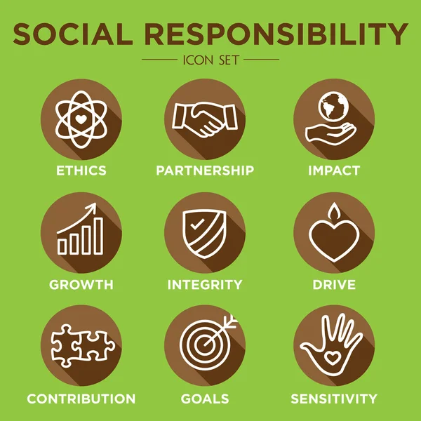 Social Responsibility Outline Icon Set — Stock Vector