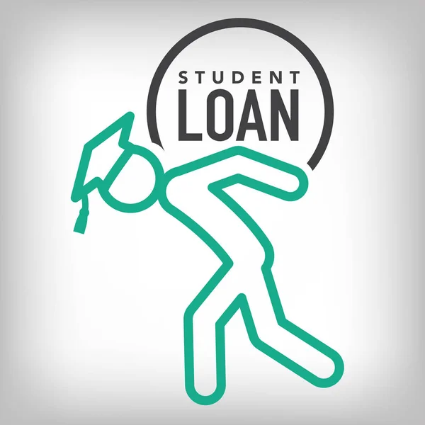 Icônes des prêts aux étudiants des cycles supérieurs - Graphiques des prêts aux étudiants pour l'éducation Aide ou aide financière, prêts gouvernementaux et dette — Image vectorielle