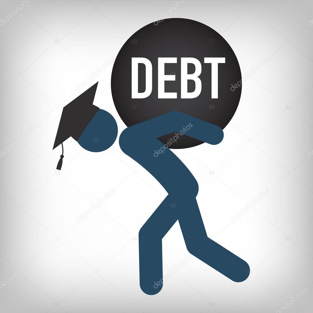 Graduate Student Loan Icons - Student Loan Graphics for Education Financial Aid or Assistance, Government Loans, and Debt