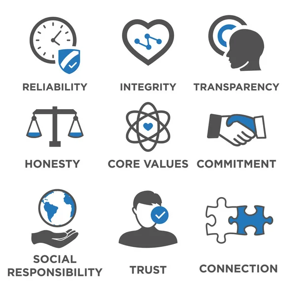 Conjunto de ícones sólidos de ética empresarial —  Vetores de Stock