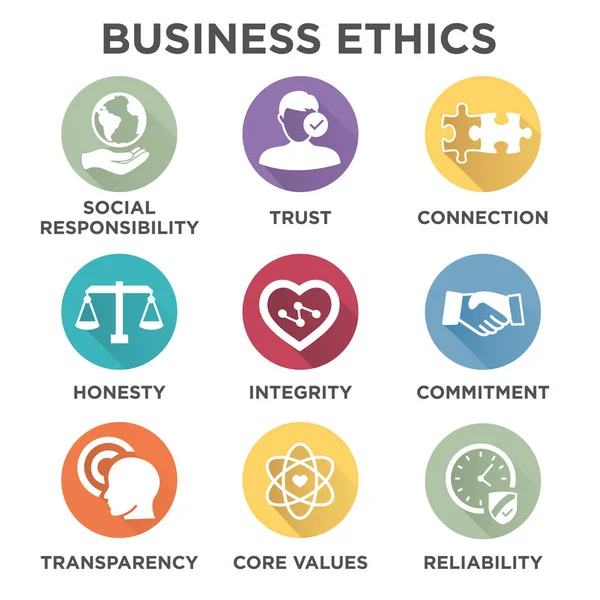 Business Ethics Solid Icon Set — Stock Vector