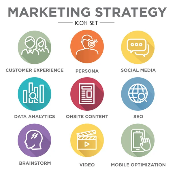 Marketing stratégia Icon Set — Stock Vector