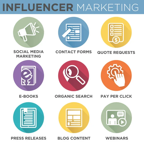 Influencer Marketing Icon Set — Stock Vector