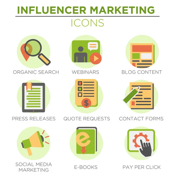 Influencer Marketing Icon Set — Stock Vector