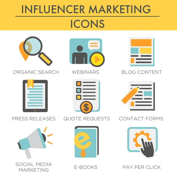 Influencer Marketing Icon Set — Stock Vector