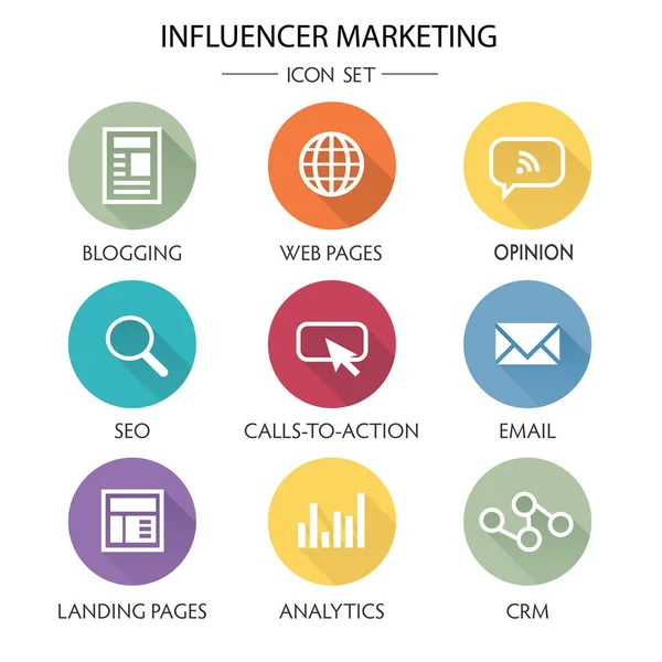 Influencer Marketing Icon Set — Stock Vector