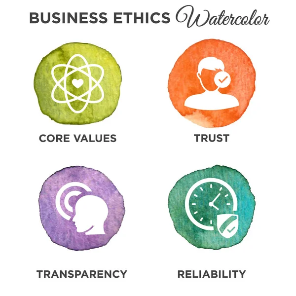 Conjunto de ícones sólidos de ética empresarial —  Vetores de Stock