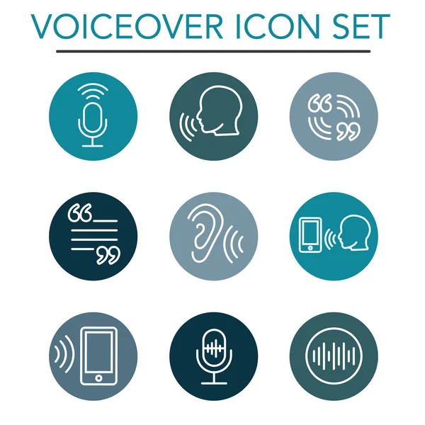 Ícone de Voiceover ou Comando de Voz com Imagens de Onda de Som —  Vetores de Stock