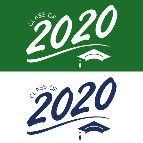 Klasse 2020 gratuliert Absolventen der Typografie mit Mütze und T — Stockvektor