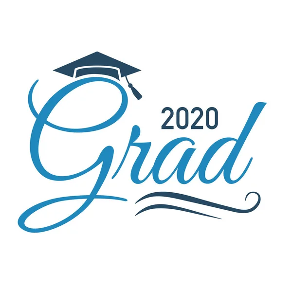 Class of 2020 Congratulations Graduate Typography with Cap and T — Stock Vector