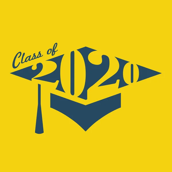 Class of 2020 Congratulations Graduate Typography with Cap and T — Stock Vector