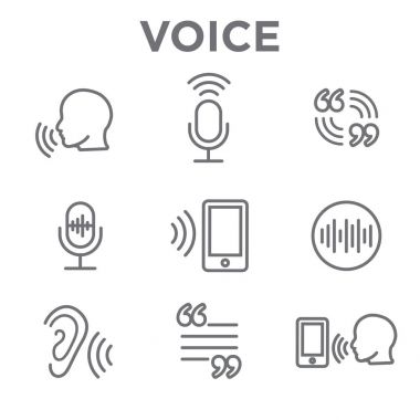 VoiceOver veya sesli komut simgesi ses dalgası görüntüleri ile