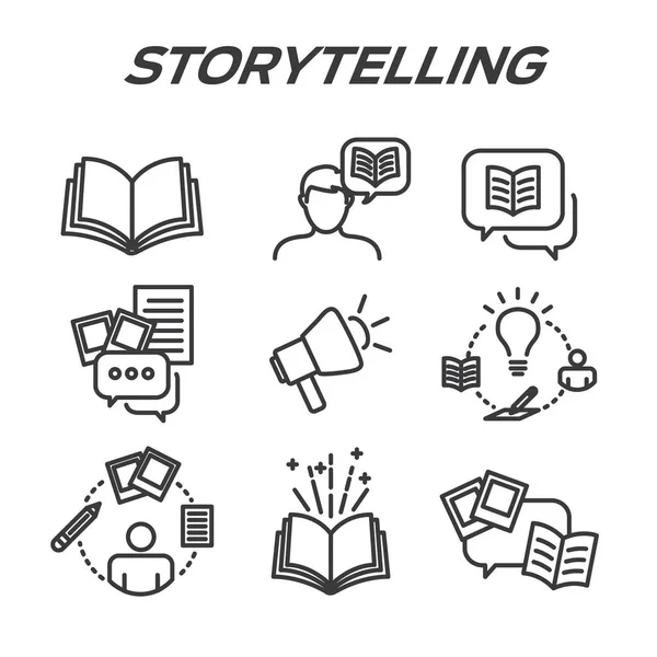Storytelling-Ikone mit Sprechblasen — Stockvektor