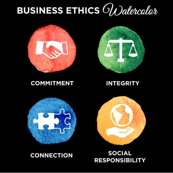 Business Ethics ikon Set akvarell — Stock vektor