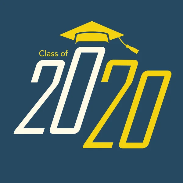 Classe de 2020 Parabéns Graduate Typography with Cap and Tassle —  Vetores de Stock